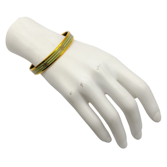 HERMES LIGHT GREEN NARROW PRINTED ROPE ENAMEL BRACELET - Picture 2 of 8